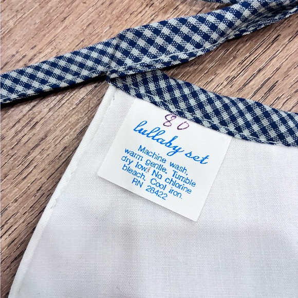 NWOT Lullaby Set Blue Gingham Bib Heirloom Baby Gift - Picture 8 of 8